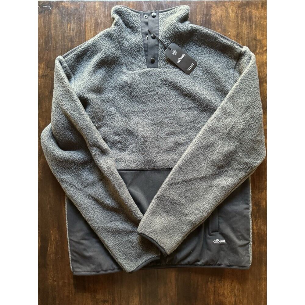 Men's Allbirds fluff fleece pullover NEW NWT Natural Black